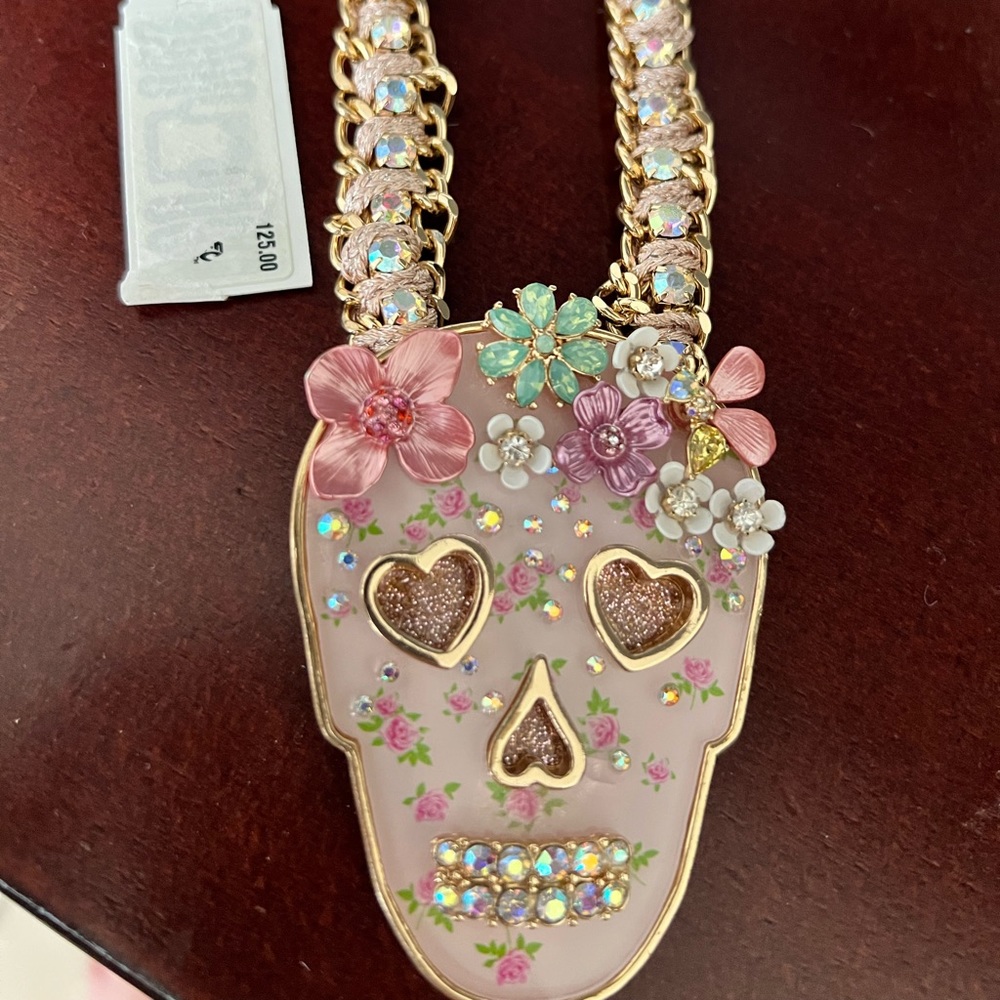 Floral Pink Ribon Necklace